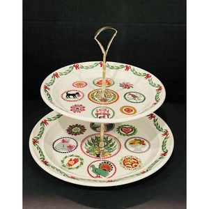Portmeirion Spirit Of Christmas 1983 2 Tiered Serving Tray Susan Williams Ellis